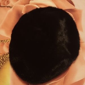 Full-length mink coat with matching hat.